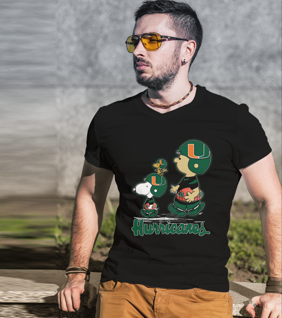 Snpfootball Miami Hurricanes Peanuts Characters Football Helmets T-Shirt