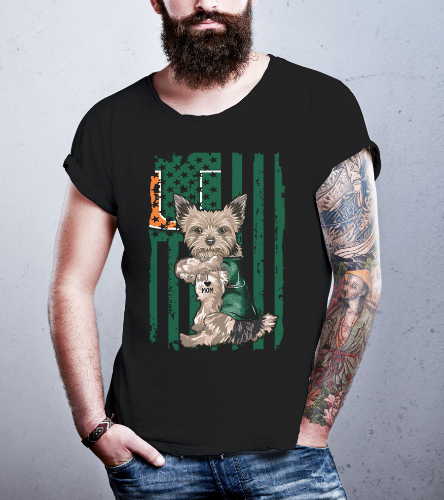 Yorkshire Terrier Miami Hurricanes I Love Mom T-Shirt