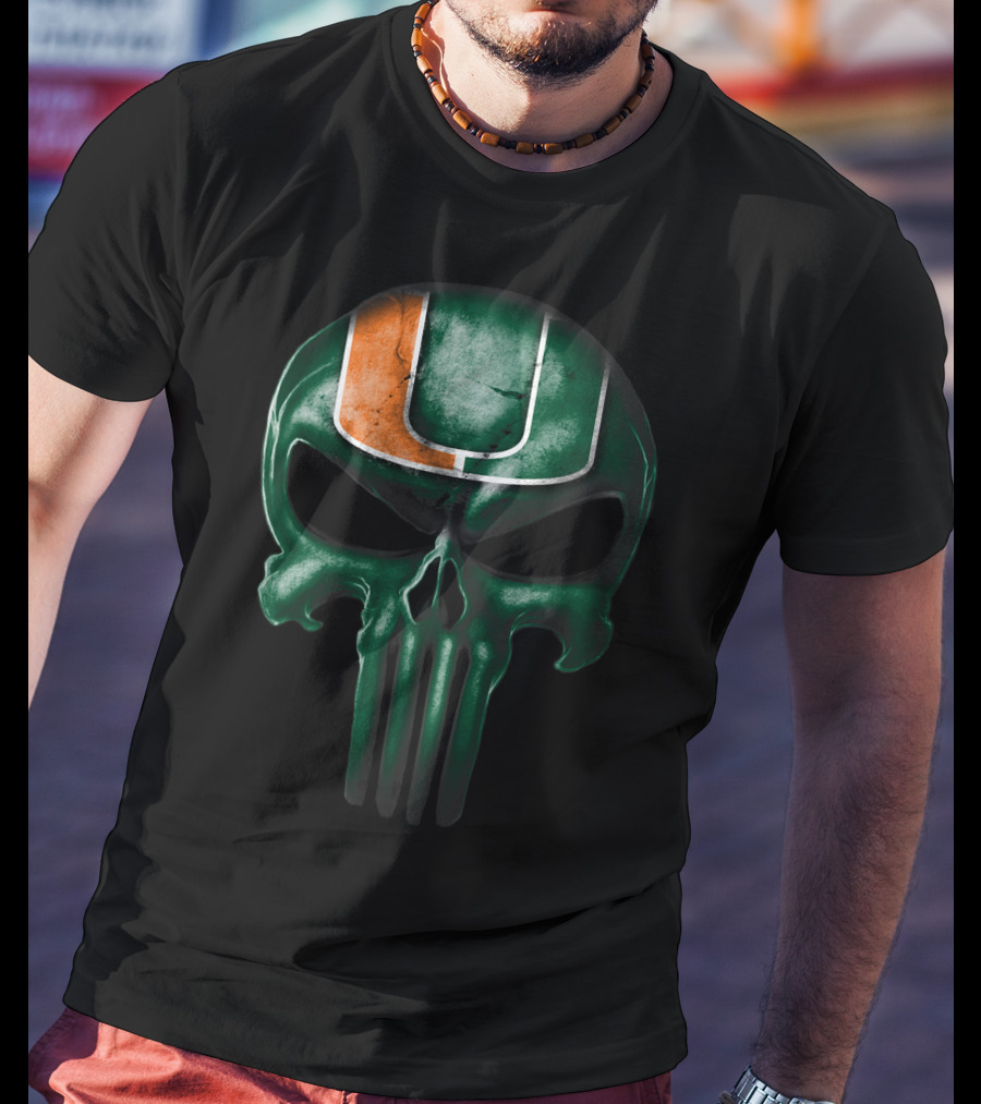 Miami Hurricanes Skull Punisher T-Shirt