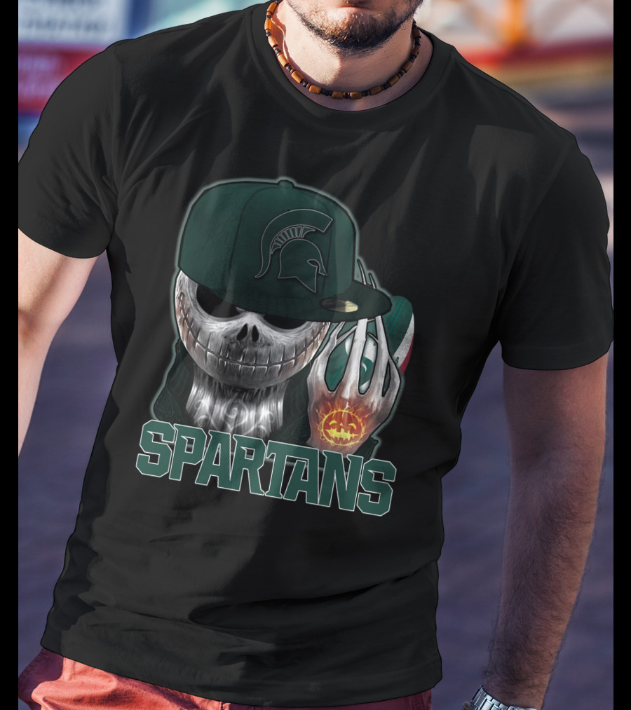 Jackskull Michigan State Spartans Halloween Pumpkin Skull T-Shirt