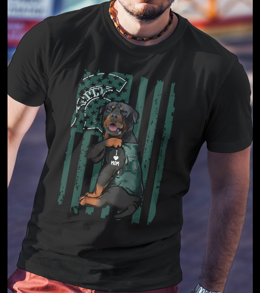 Rottweiler I Love Mom Michigan State Spartans T-Shirt