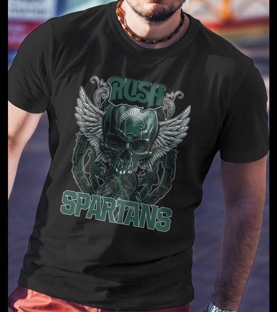 Rush Michigan State Spartans Winged Skull T-Shirt