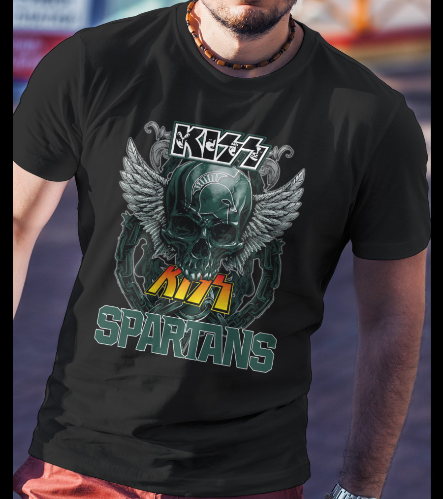 KISS Michigan State Spartans Skull Wings T-Shirt
