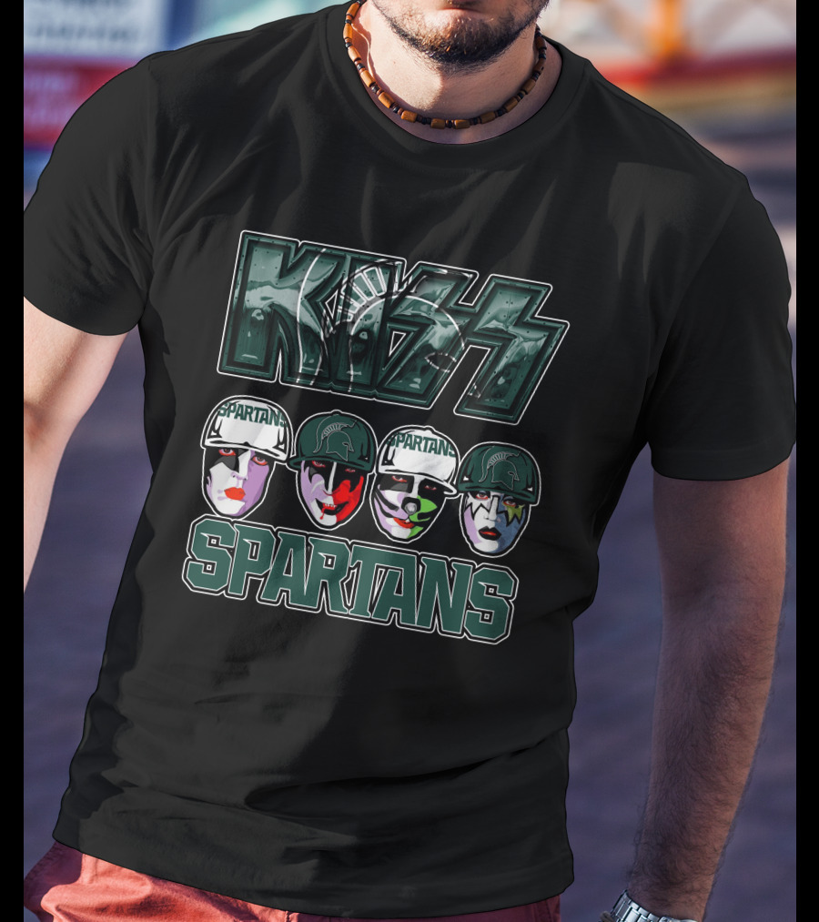 KISS Michigan State Spartans Band Face Makeup Fan Mashup T-Shirt