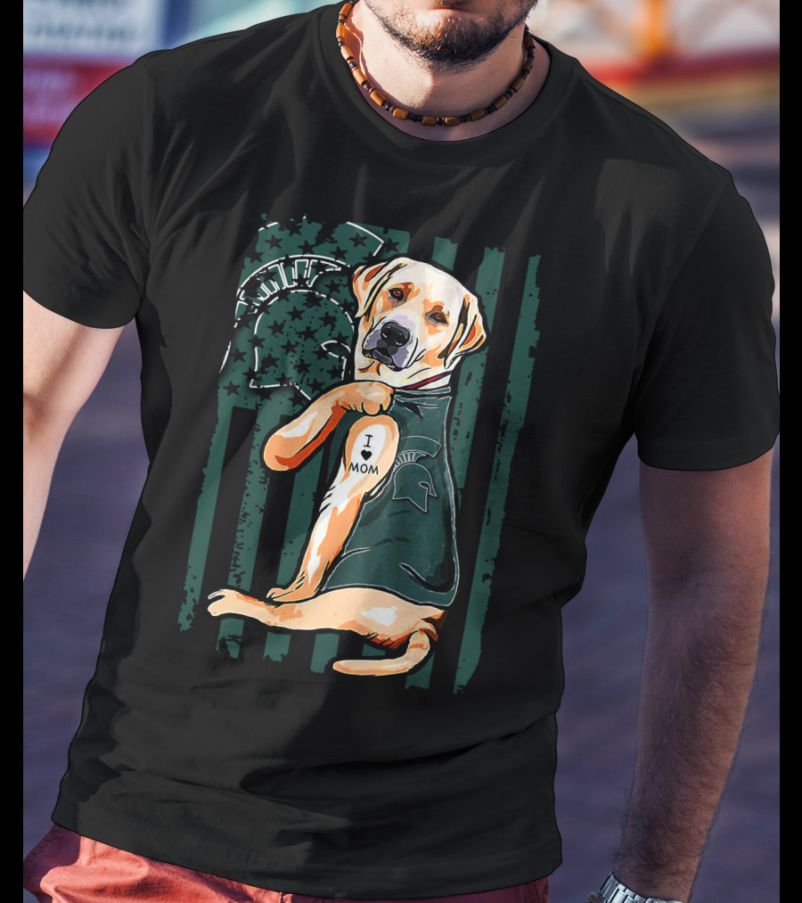 Labrador Retriever Michigan State Spartans I Love Mom T-Shirt