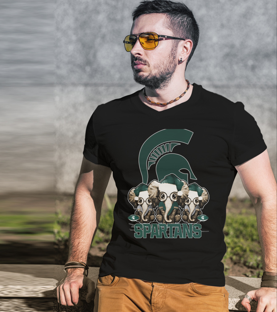 Elephant Christmas Michigan State Spartans Trio T-Shirt