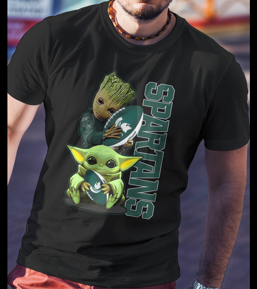 Grzd Michigan State Spartans Baby Alien And Tree Character Football T-Shirt