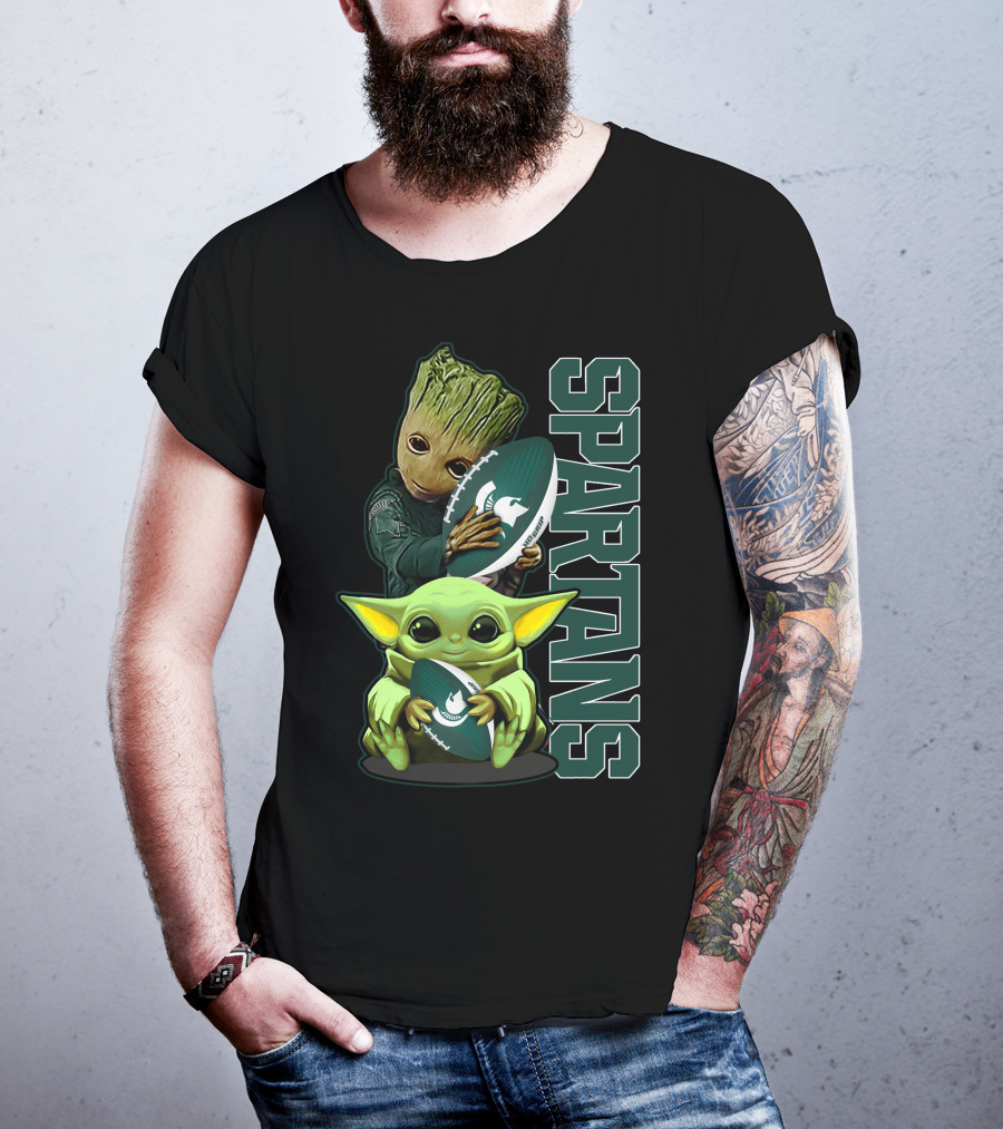 Grzd Michigan State Spartans Baby Alien And Tree Character Football T-Shirt