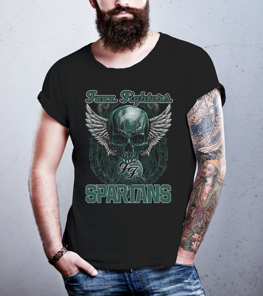 Fozz Fighters Michigan State Spartans Winged Skull T-Shirt