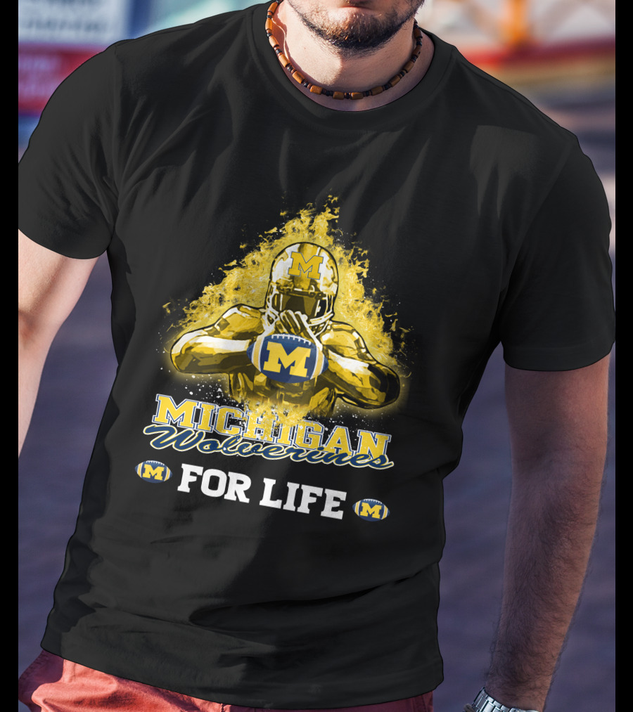 Michigan Wolverines For Life Football Explosion M T-Shirt