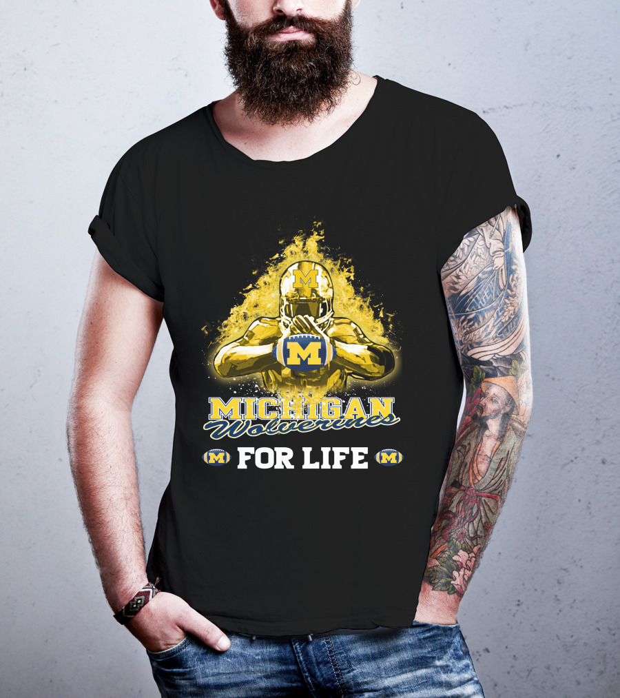 Michigan Wolverines For Life Football Explosion M T-Shirt