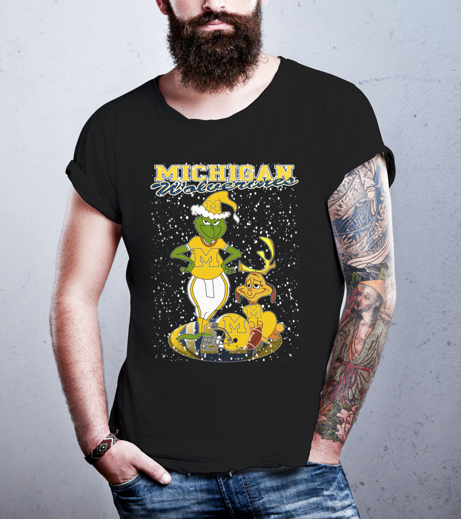 Michigan Wolverines Grinchxmas Holiday Football T-Shirt
