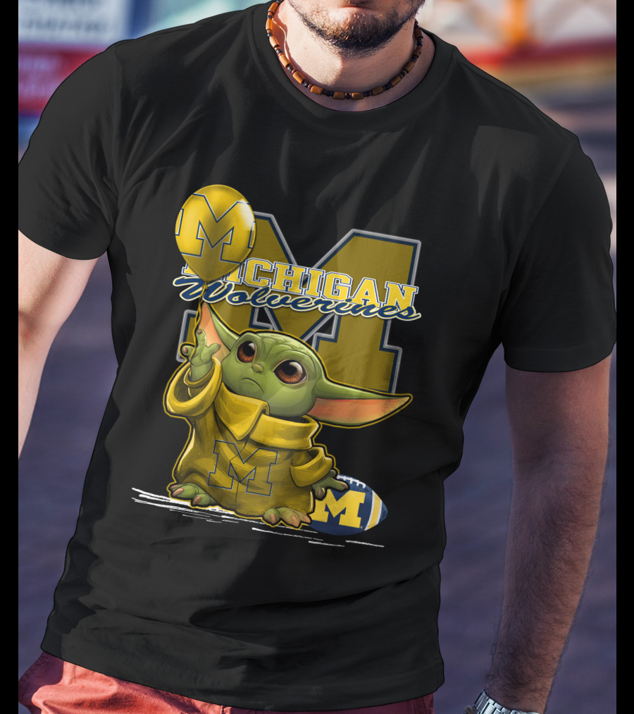 Yoda Michigan Wolverines Football Balloon T-Shirt
