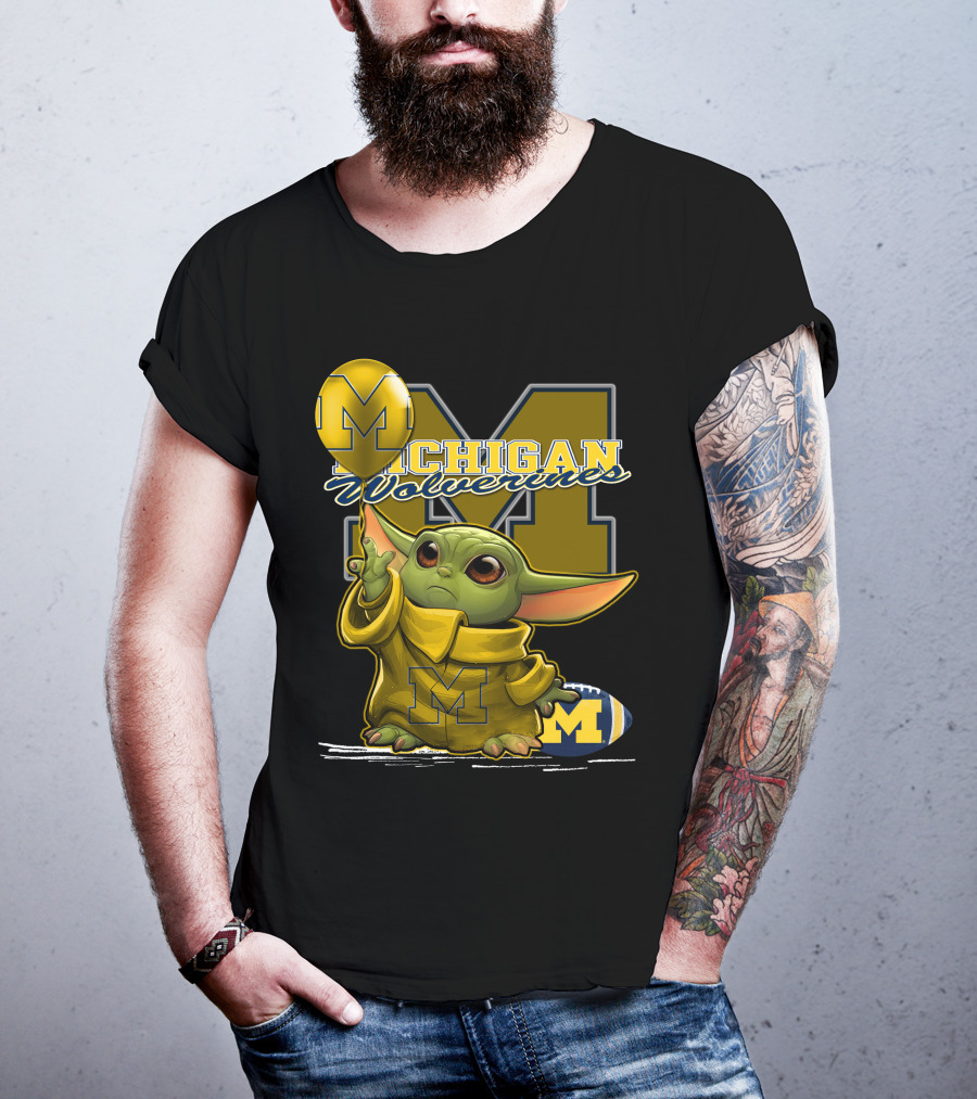 Yoda Michigan Wolverines Football Balloon T-Shirt