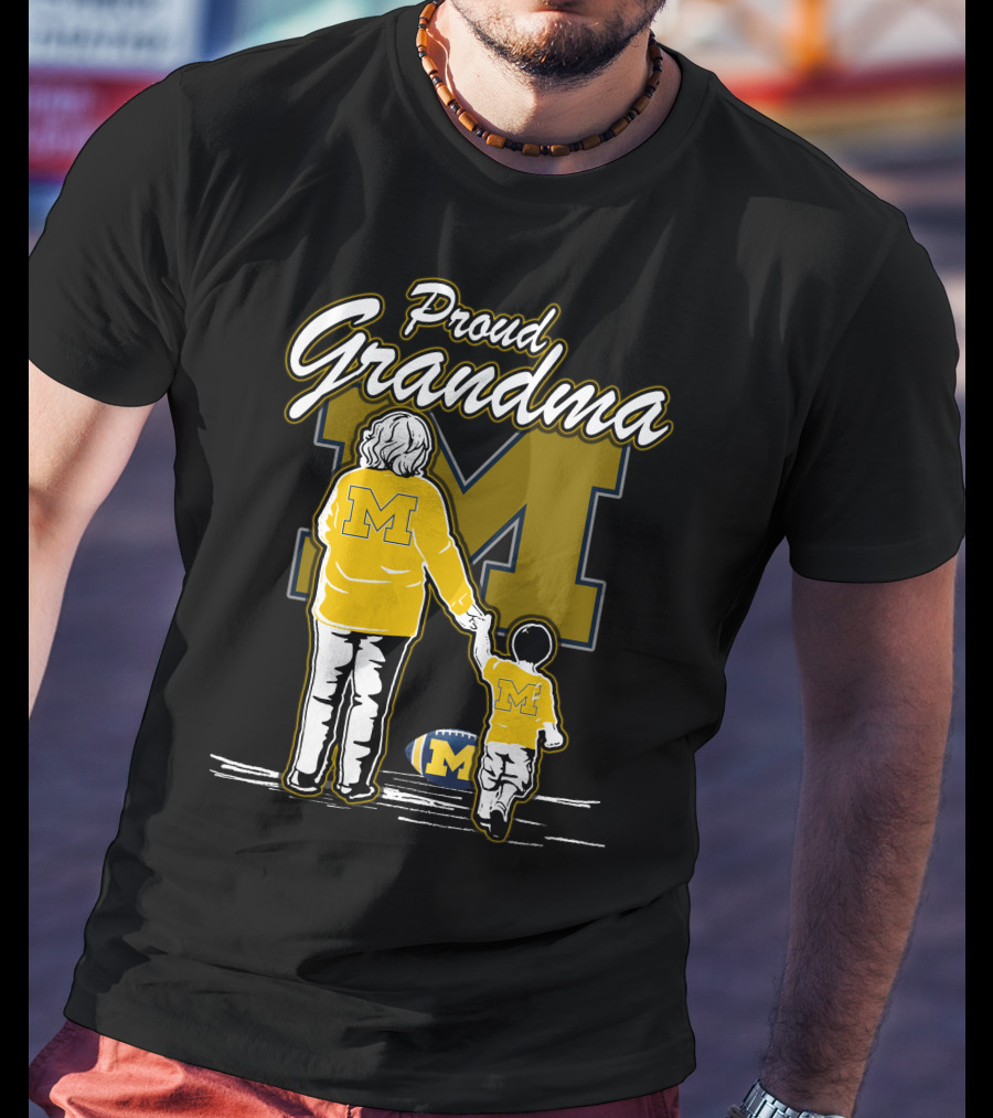 Proud Grandma Michigan Wolverines Football Fan With Large 'M' T-Shirt