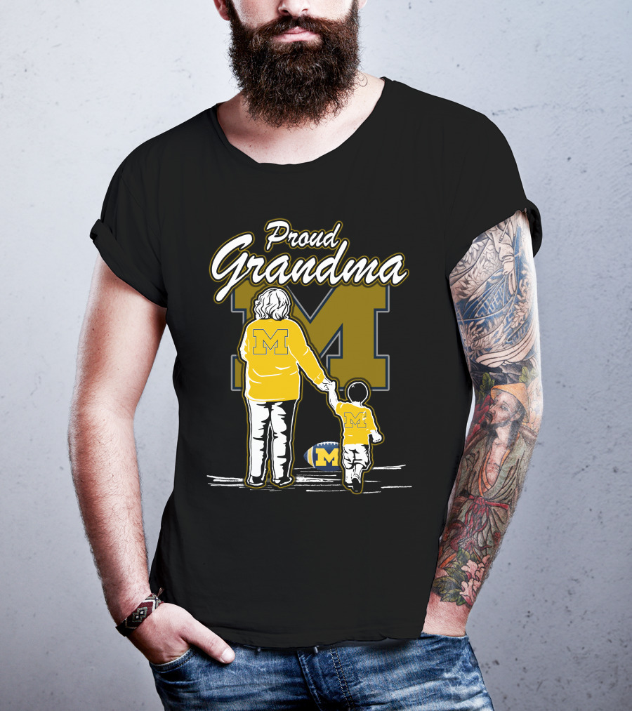 Proud Grandma Michigan Wolverines Football Fan With Large 'M' T-Shirt
