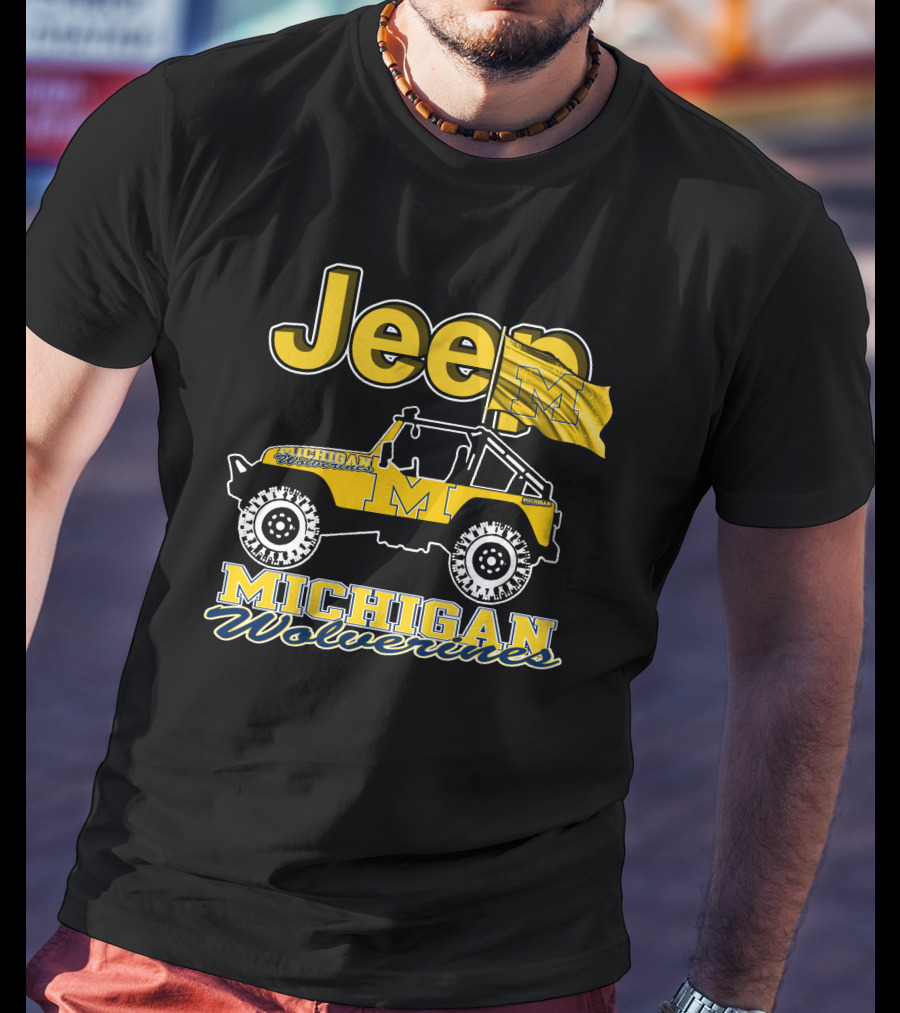 Jeep Michigan Wolverines Flag T-Shirt