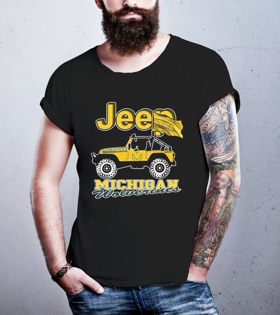 Jeep Michigan Wolverines Flag T-Shirt