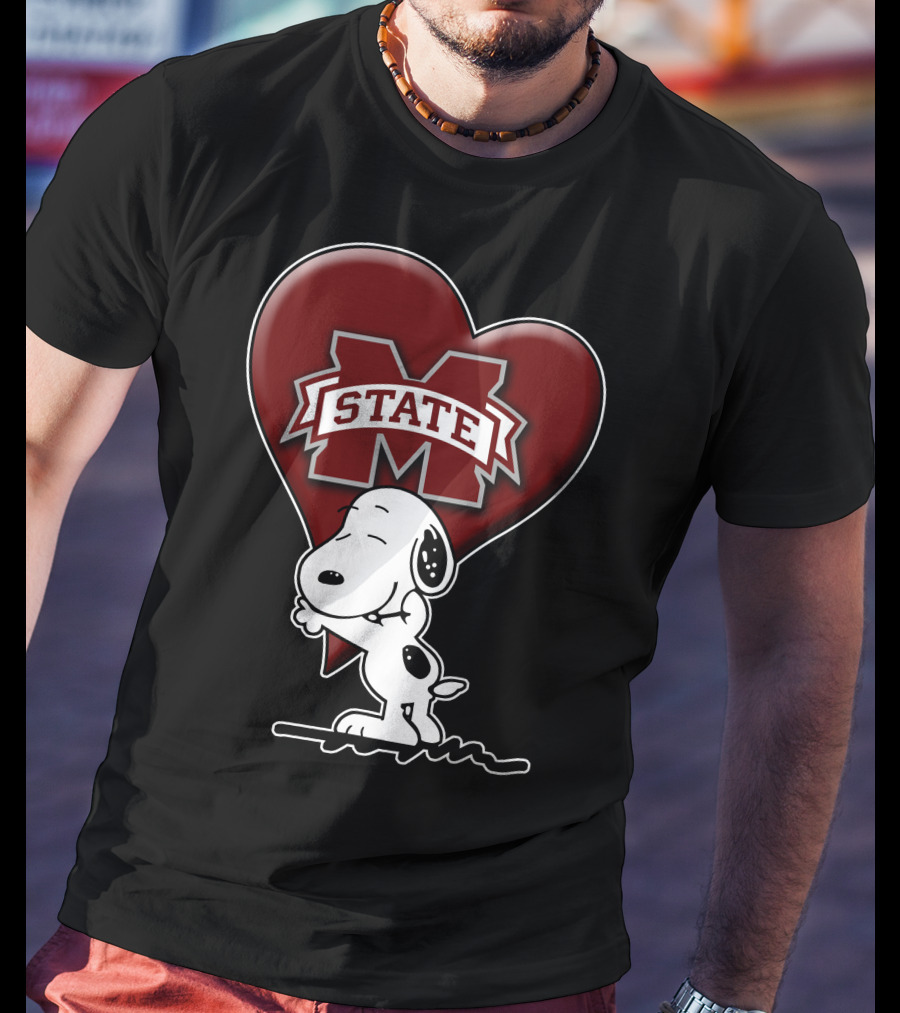 Snoopy Mississippi State Bulldogs Heart T-Shirt