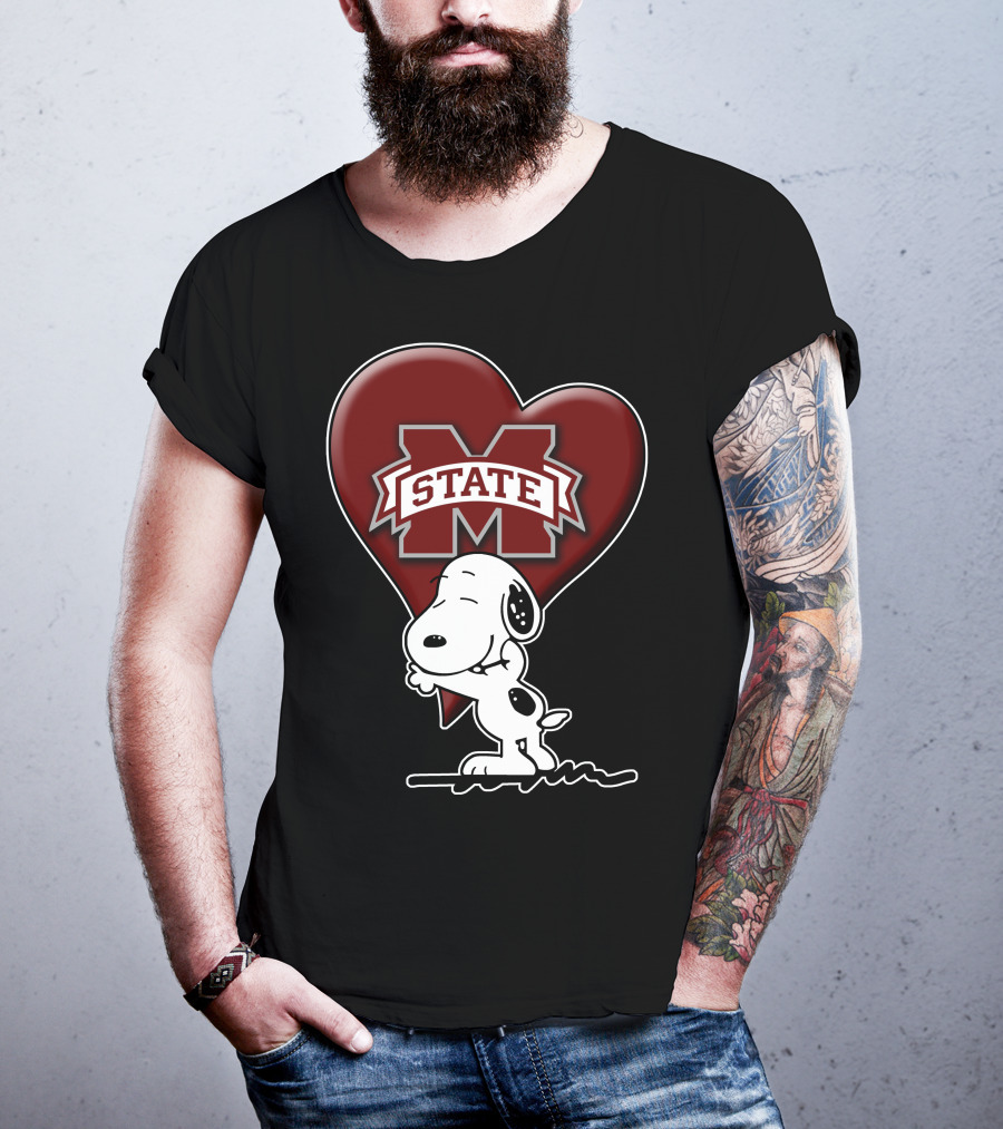 Snoopy Mississippi State Bulldogs Heart T-Shirt