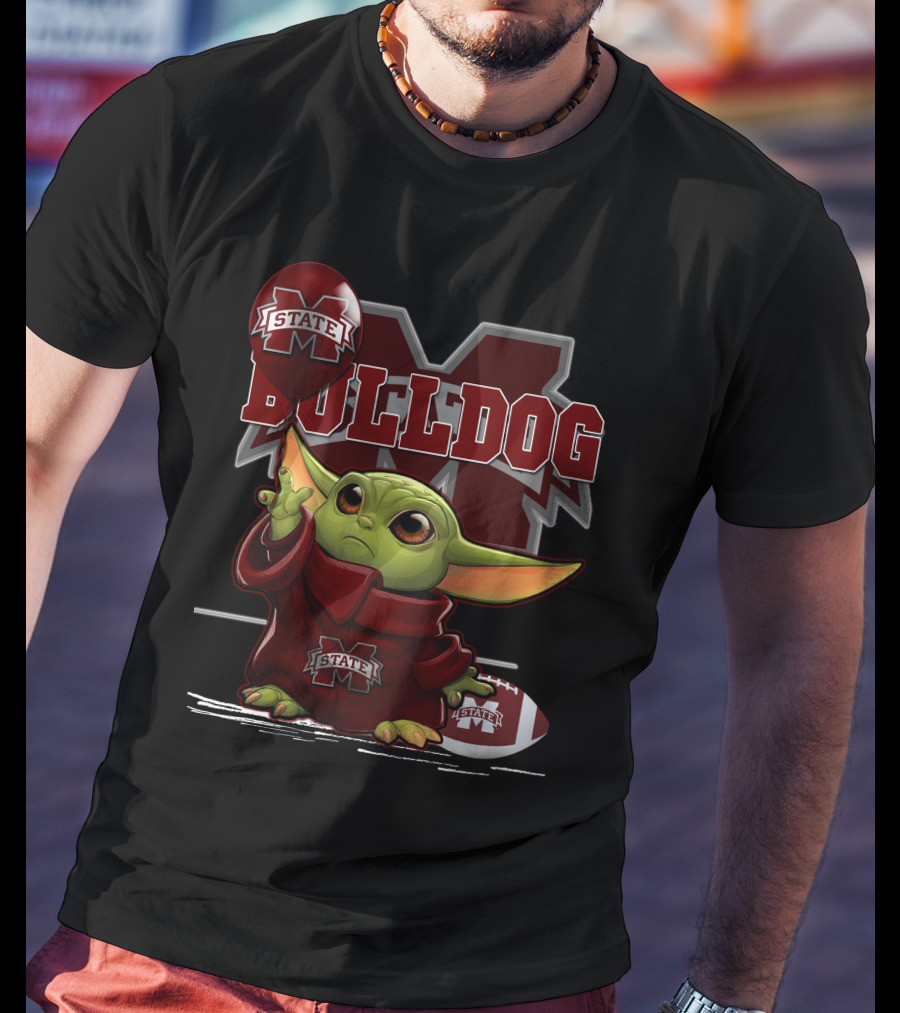 Mississippi State Bulldogs Yoda With Football T-Shirt