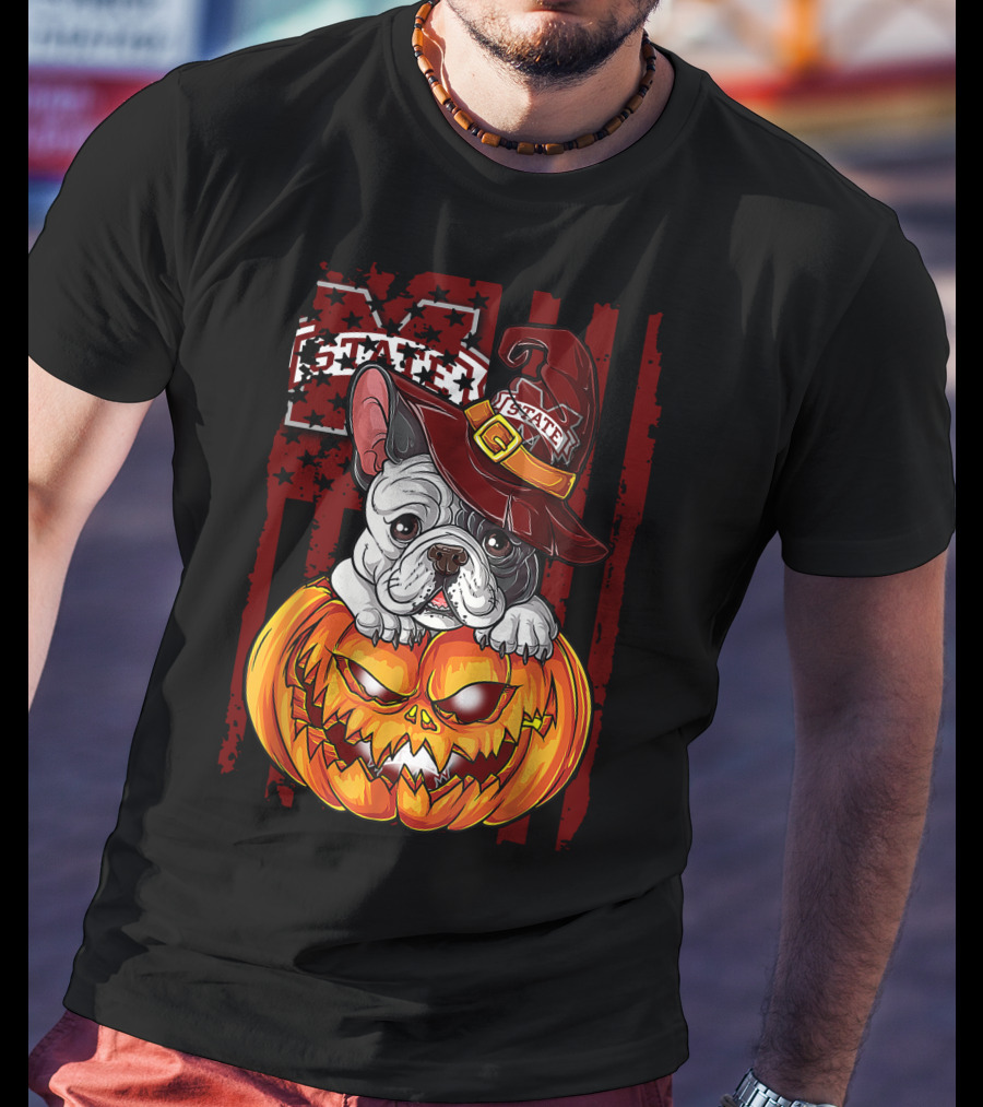 Hlw Bulldog Mississippi State Bulldogs Halloween Pumpkin Wizard Hat T-Shirt