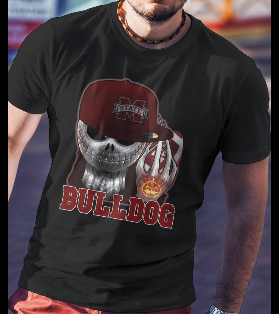 Mississippi State Bulldogs Skull Jack O' Lantern Bulldog T-Shirt