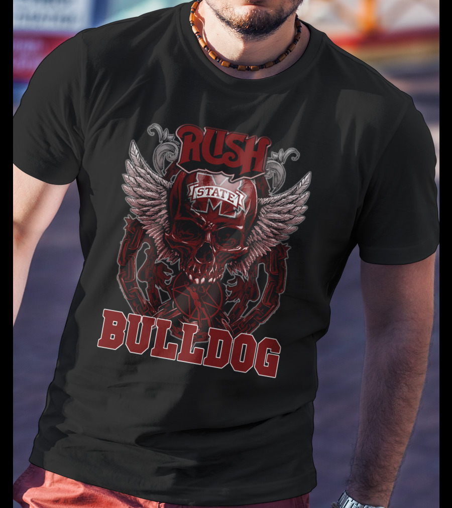 Rush Mississippi State Bulldog Winged Skull T-Shirt