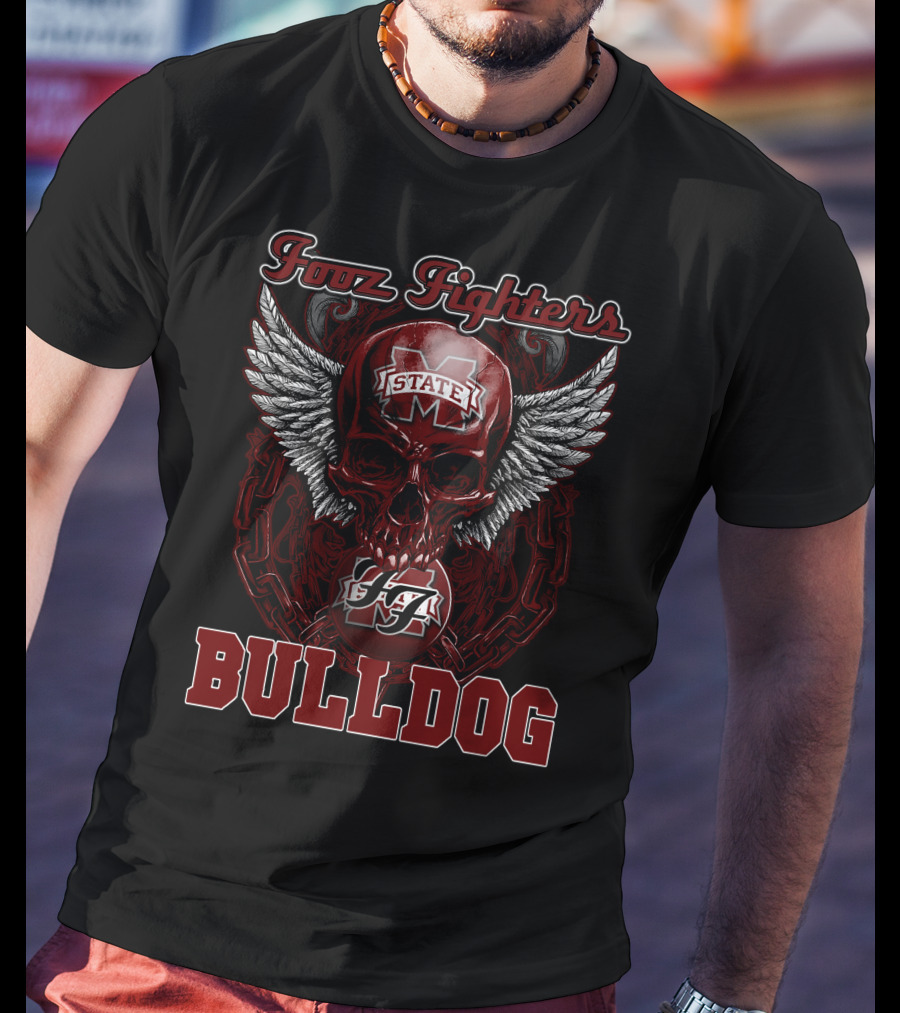 Foo Fighters Mississippi State Bulldogs Winged Skull T-Shirt