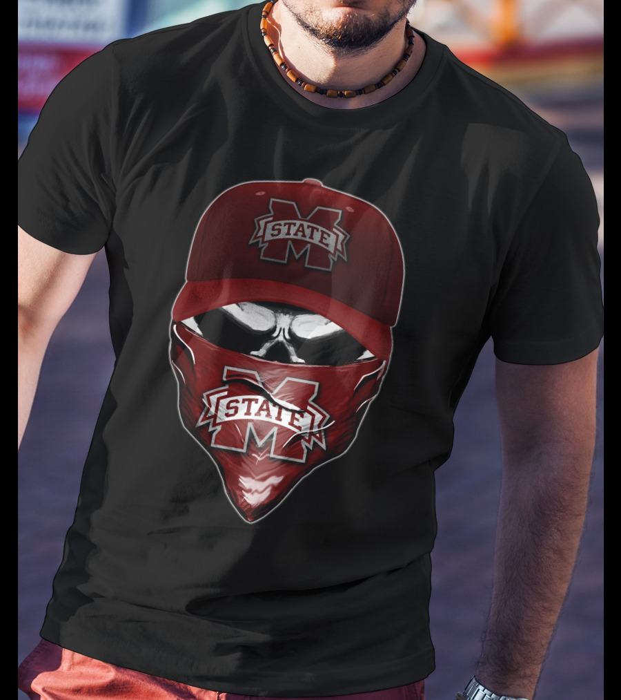 Skull Mississippi State Bulldogs Bandana And Hat T-Shirt