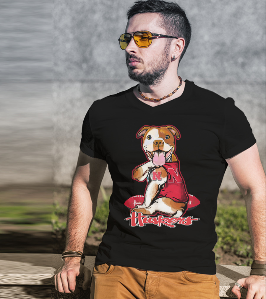 Huskers N Football Dog Nebraska Cornhuskers T-Shirt