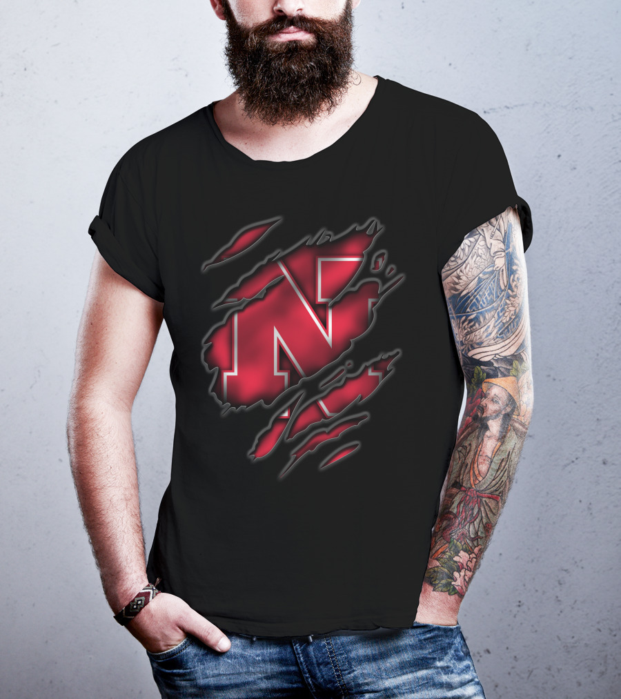 Torn Nebraska Cornhuskers N Logo Claw Marks T-Shirt