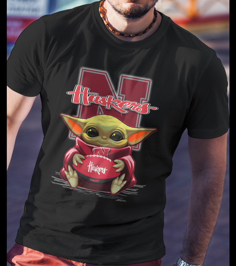Nebraska Cornhuskers Baby Yoda Football Fan T-Shirt
