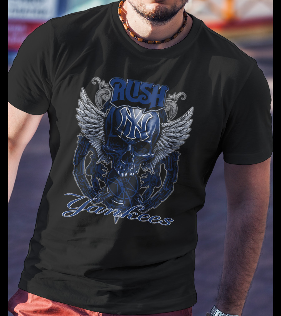 Rush Yankees Skull Wings New York T-Shirt