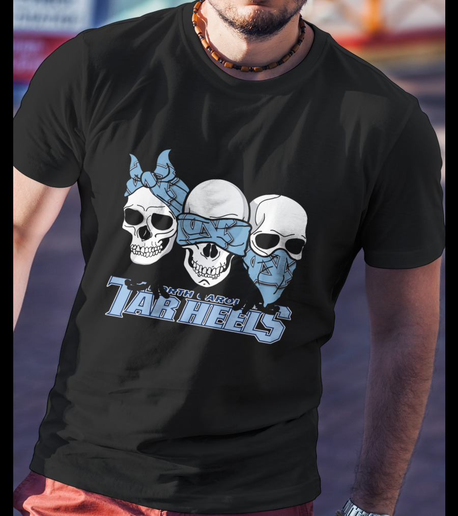 3 Skull North Carolina Tar Heels Bandana T-Shirt