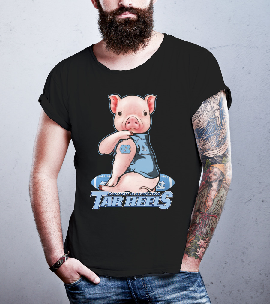 North Carolina Tar Heels Pig With Football And Team T-Shirt