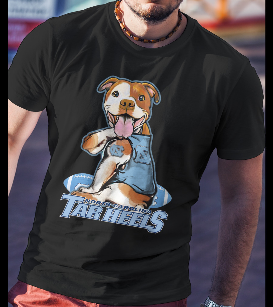 North Carolina Tar Heels Pittbull With Football T-Shirt