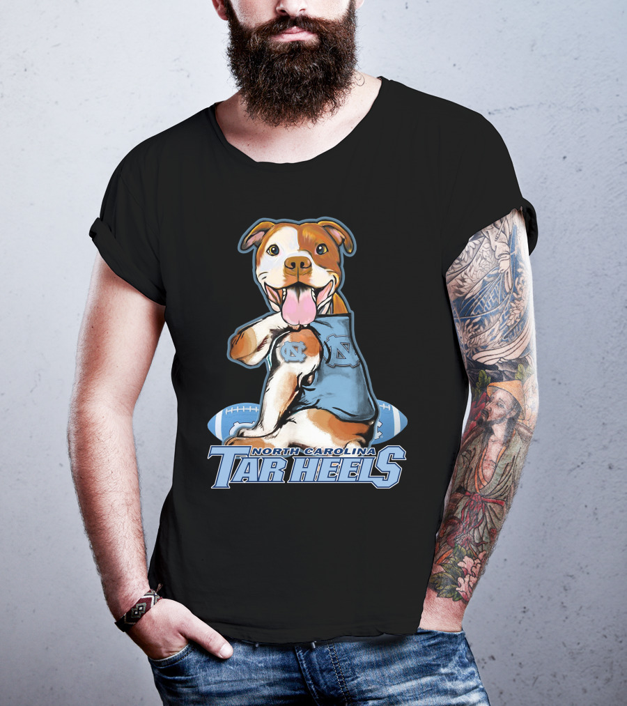 North Carolina Tar Heels Pittbull With Football T-Shirt