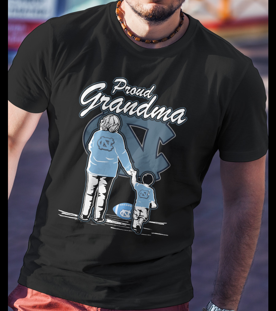 Proud Grandma North Carolina Tar Heels Football Family Connection T-Shirt