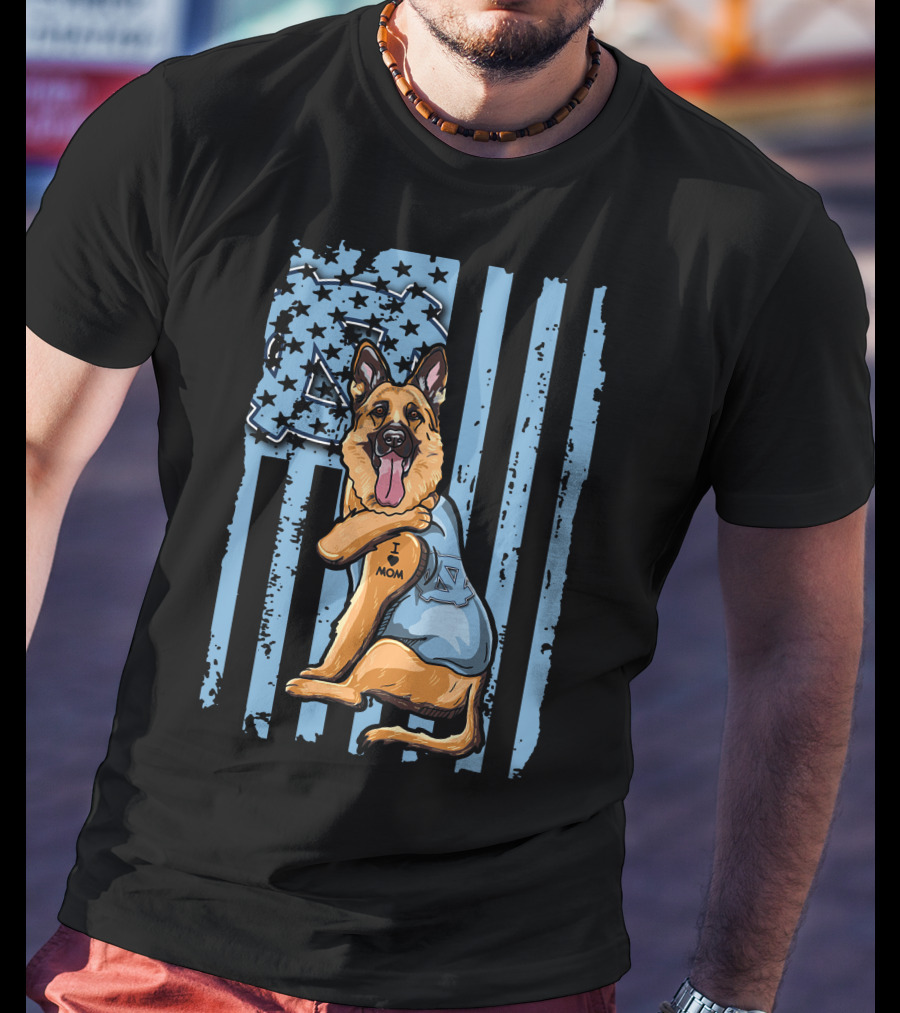 German Shepherd I Love Mom North Carolina Tar Heels T-Shirt