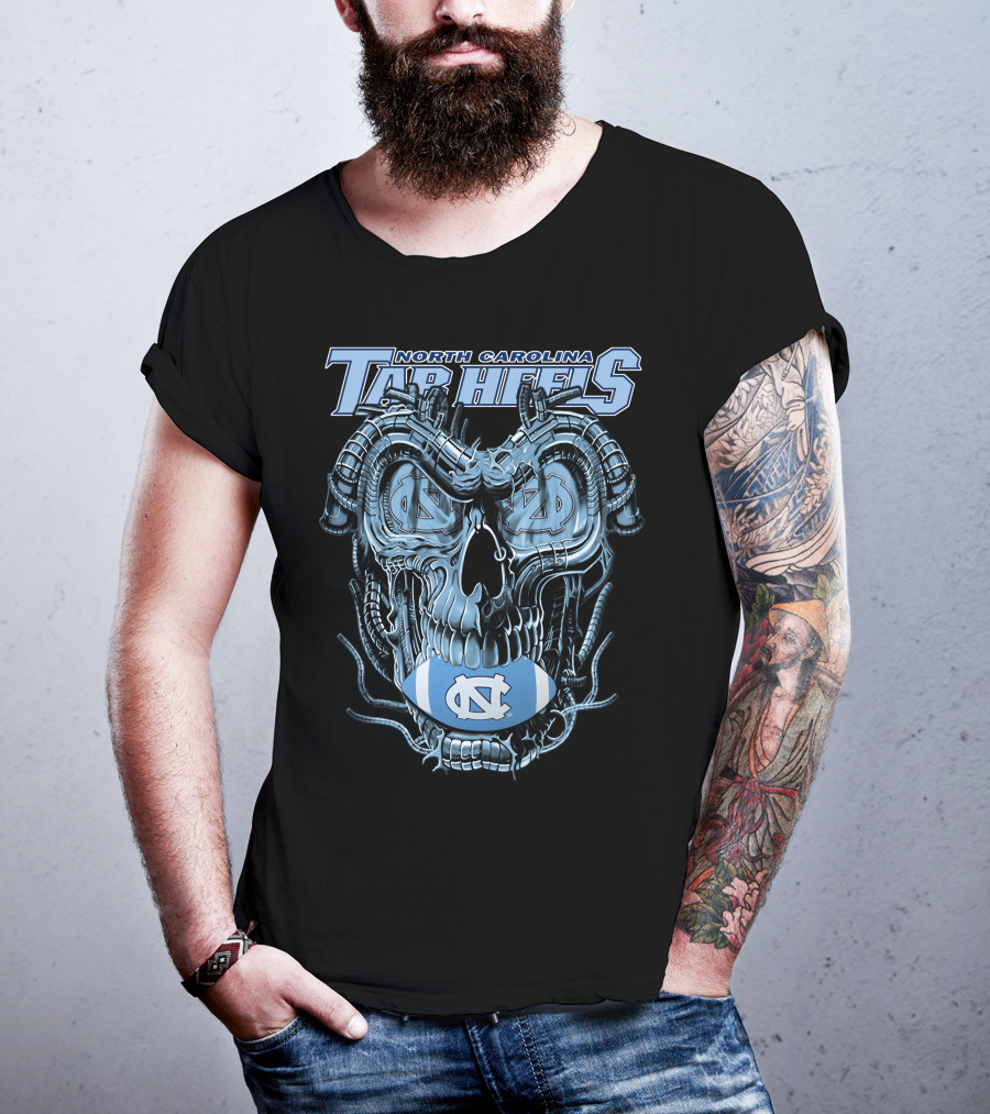 Dragonskull North Carolina Tar Heels Skull Football T-Shirt
