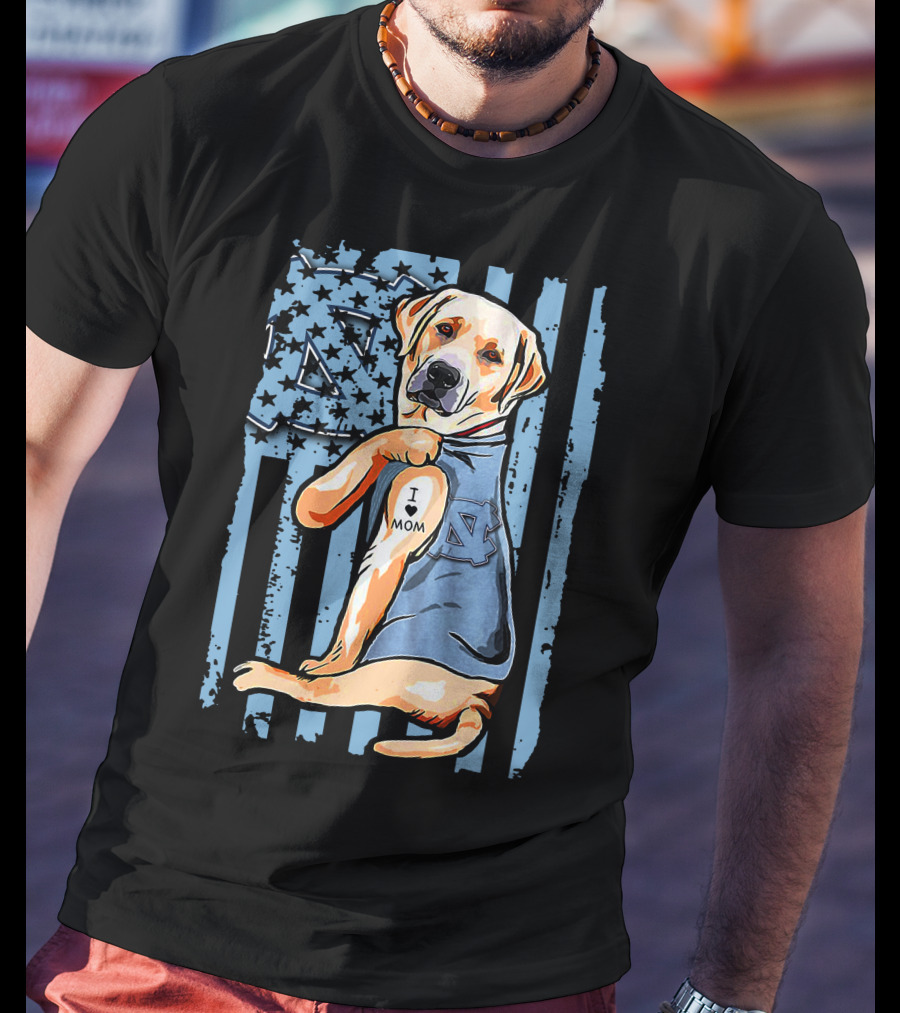 Labrador Retriever I Love Mom North Carolina Tar Heels T-Shirt