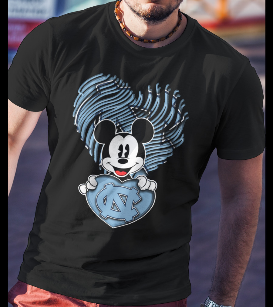 Mick Mouse North Carolina Tar Heels Heart T-Shirt