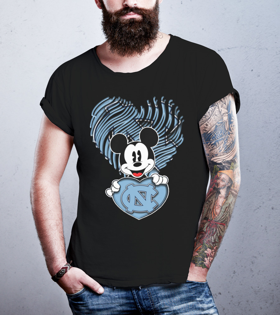 Mick Mouse North Carolina Tar Heels Heart T-Shirt