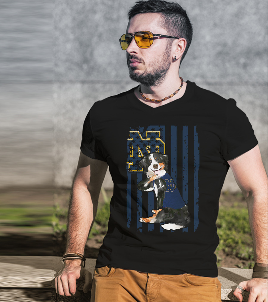Border Collie Notre Dame Fighting Irish ND I Love Mom T-Shirt