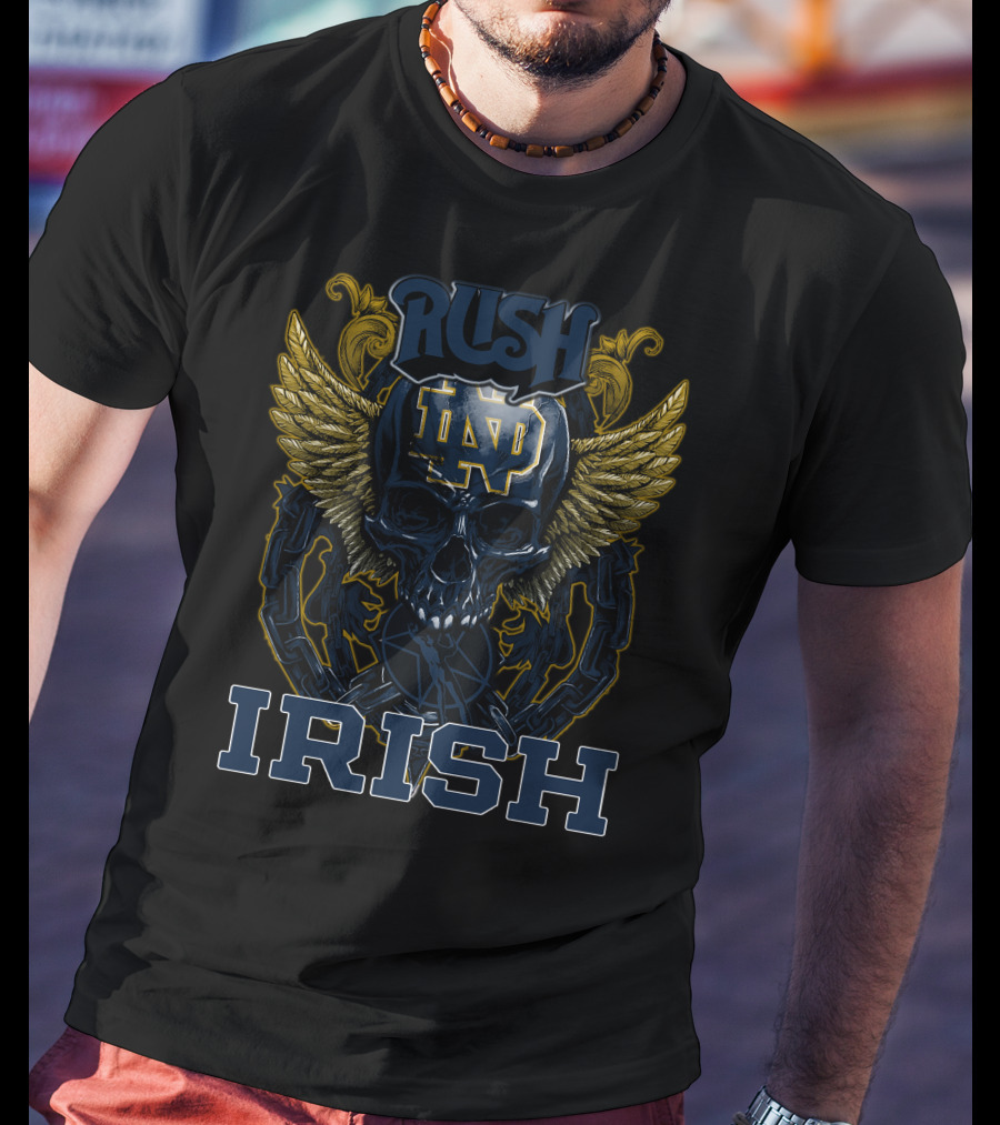 Rush Notre Dame ND Skull Wings Irish T-Shirt