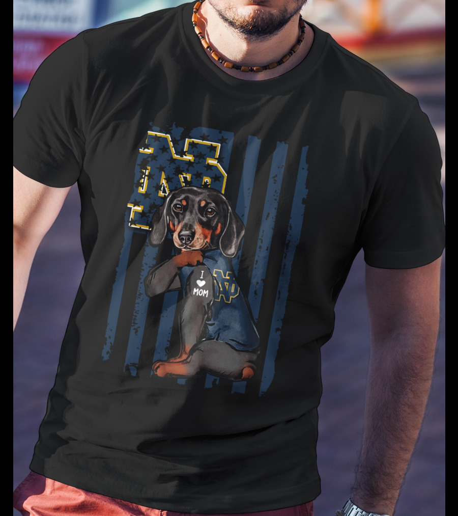 Dachshund Notre Dame Fighting Irish I Love Mom ND T-Shirt