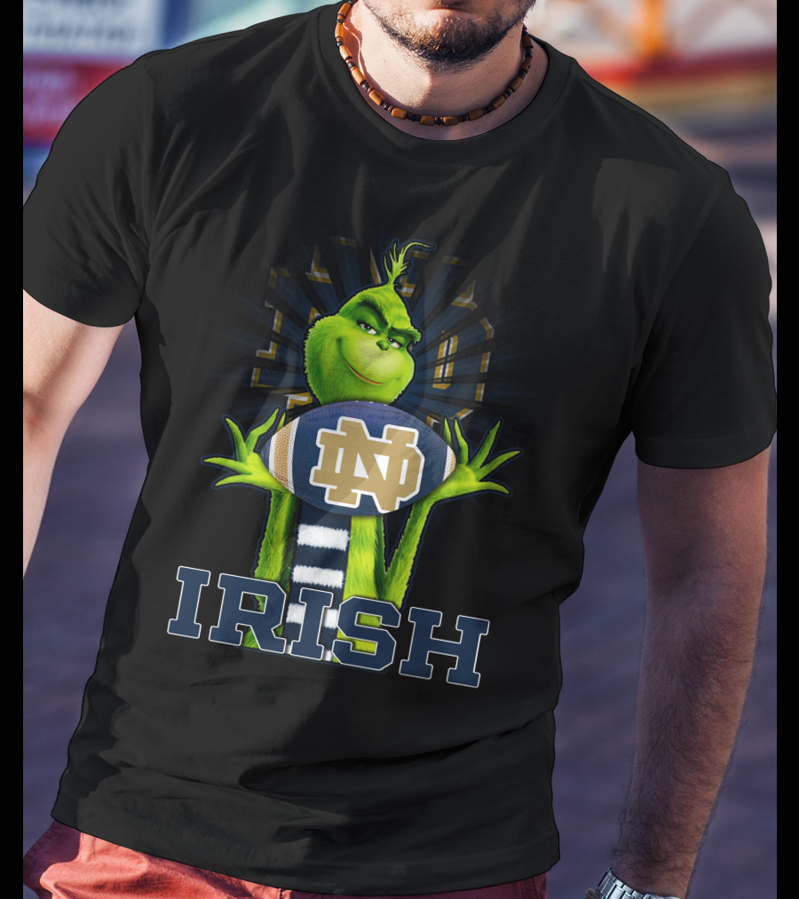 Grinch Holding Notre Dame Football Irish T-Shirt