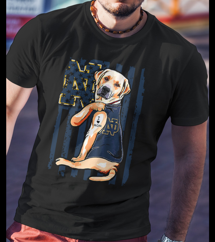 Notre Dame Fighting Irish Labrador Retriever I Love Mom T-Shirt