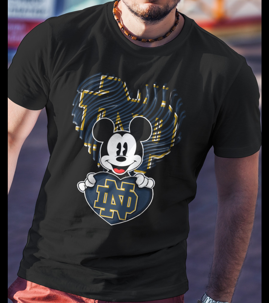 Notre Dame Fighting Irish Mickey Holding ND Heart T-Shirt